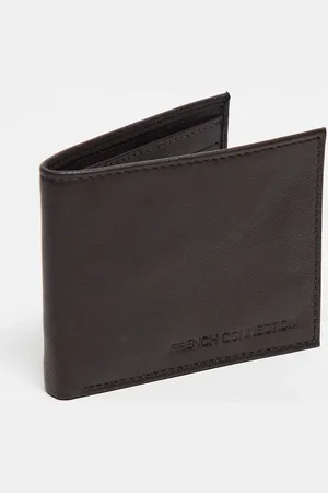 French Connection Classic leather bi-fold metal bar wallet in
