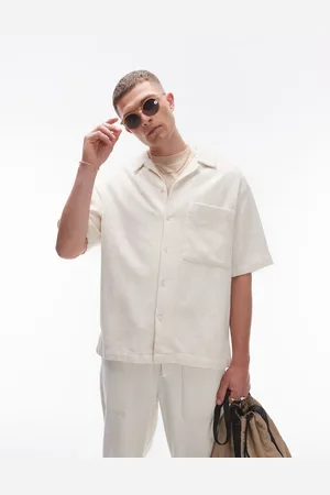 Topman Short sleeve relaxed textured shirt in ecru - part of a set