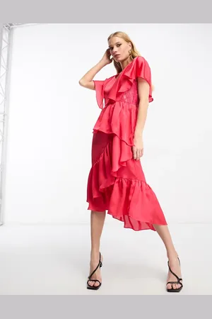 True Decadence Short sleeve dress with flutter sleeves in