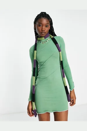 Daisy Street Asymmetric hem mini dress with contrast stitch
