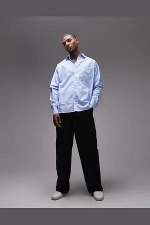 Topman Long sleeve oversized double sleeve shirt in stripe