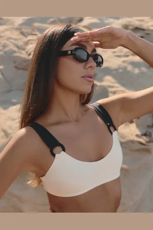 4th & Reckless X Luana Barron contrast straps bikini top in cream