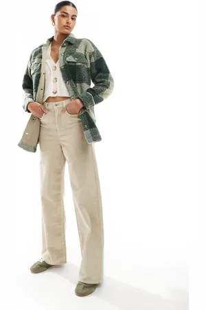 ONLY Hope high waist wide leg corduroy pants in brown