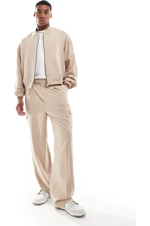 ASOS Wide leg smart cargo pants in beige