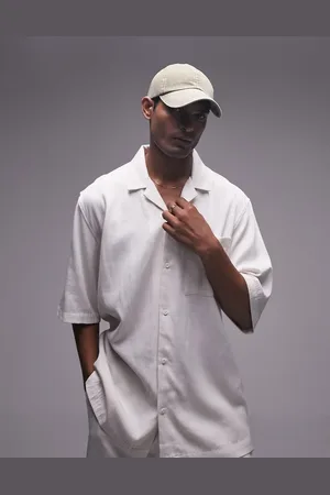 Topman Short sleeve relaxed fit camp collar textured shirt in white - part of a set