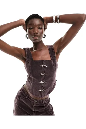 Basic Pleasure Mode Tab detail cord corset in dirty lavender - part of a set