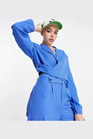 COLLUSION Cropped blazer with wrap detail in pinstripe - part of a set