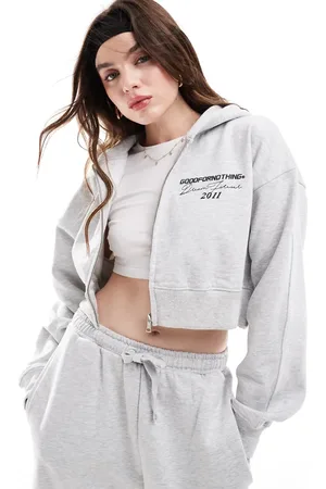 Good For Nothing Zip through hoodie in heather - part of a set