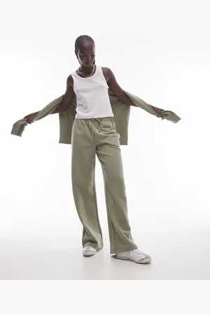 Topshop Straight leg sweatpants in khaki - part of a set
