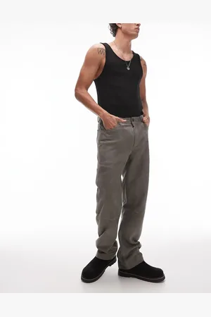 Topman Premium straight suede pants in