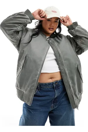 ASOS ASOS DESIGN Curve oversized bomber jacket in acid wash