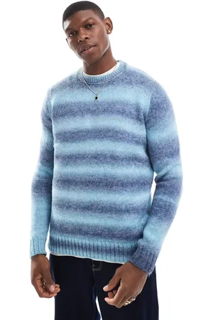 Only & Sons Crew neck brushed sweater in blue stripe