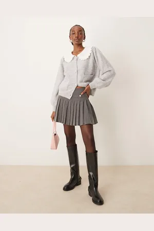Neon Rose Pleated sparkle pinstripe kilt skirt in