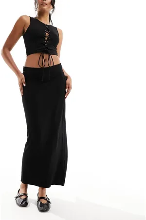 COLLUSION Low rise slinky maxi skirt in