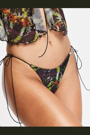Jaded London High leg tie side bikini bottom in butterfly print