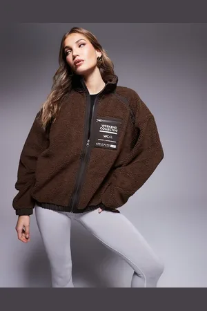ASOS Weekend Collective nylon panel borg zip through fleece in