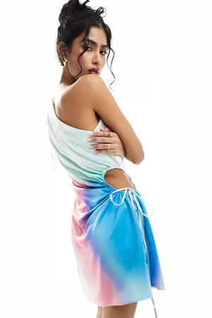 Style Cheat One shoulder mini dress with cut out in ombre