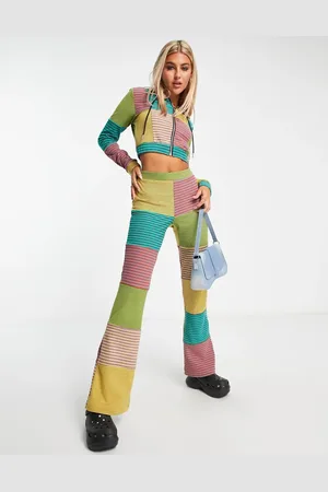 The Ragged Priest Velour mix stripe pants in - part of a set