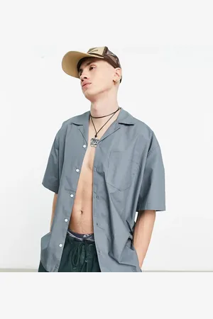 COLLUSION Boxy revere short sleeve shirt in gray