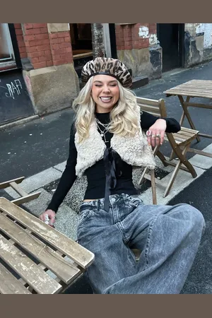 Labelrail X Daisy Birchall teddy fur tie front shrug in toffee