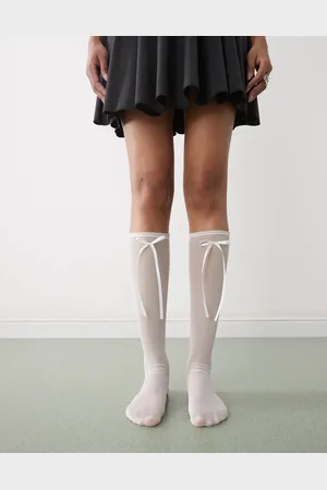 Reclaimed Knee high mesh socks with bow