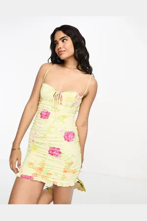 The Frolic Floral print ruched body mini dress in