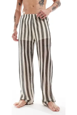ASOS Striped mesh lounge pants in black and cream
