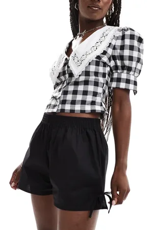 COLLUSION Poplin short with tie side in