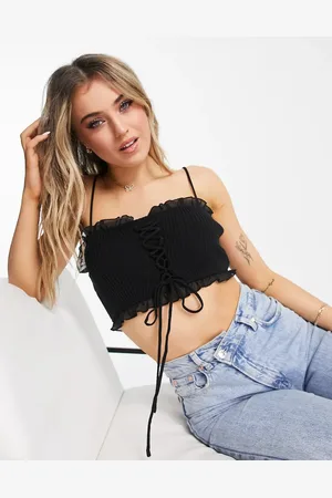 Gilli Tie front cami strap crop top in