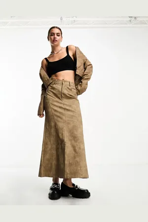 Bailey Rose 90s maxi skirt in mocha faux leather - part of a set