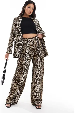 River Island Leopard print wide leg pants in light - part of a set