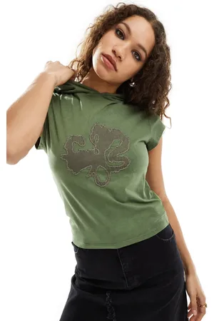 COLLUSION Hooded cap sleeve top with applique detail in
