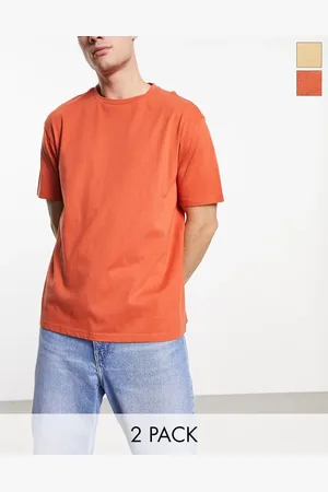 Another Influence 2 pack boxy fit T-shirts in dark yellow and orange