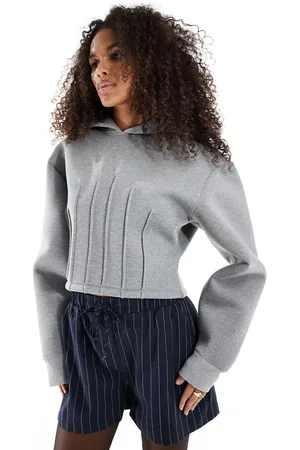ASOS Scuba corset waist hoodie with seam detail in heather