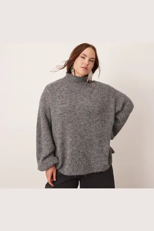 ASOS Curve knitted oversized high neck sweater in heather
