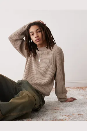 COLLUSION Knit crew neck sweater in camel