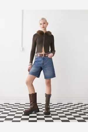 COLLUSION Denim dad shorts in mid wash