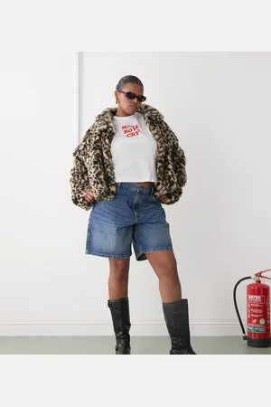 COLLUSION Plus denim dad shorts in mid wash