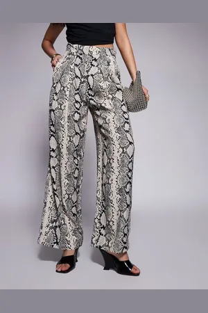 River Island Snake print flare pants in cream