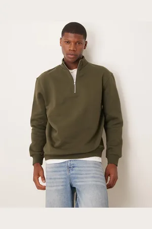 ASOS Premium heavyweight oversized quarter zip sweatshirt in dark