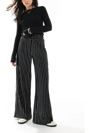 ONLY Wide leg textured pants in pinstripe