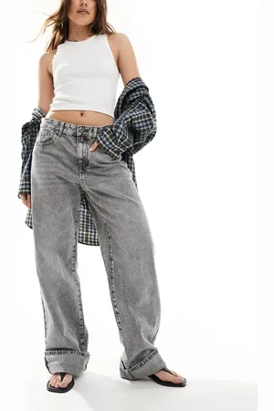 Pull&Bear Baggy jeans with turnup hem in