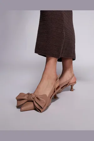 River Island Bow detail slingback heels in dark beige