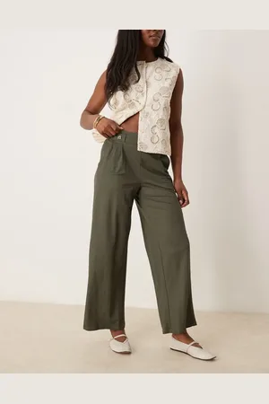 JDY High waist crop wide fit pants in dark