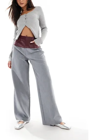 ASOS Tailored pants with faux leather contrast panel in