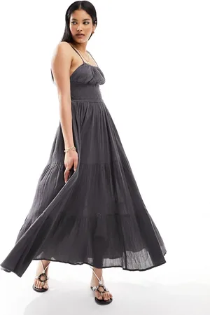 Iisla & Bird Textured shirred maxi dress in satelite