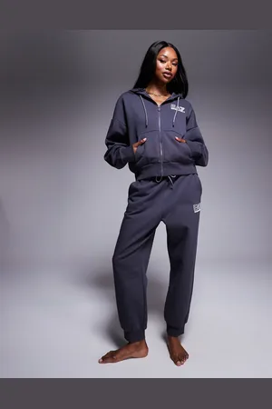 EA7 Armani zip hoodie logo tracksuit set in dark