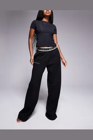 EA7 Armani wide leg pants with logo waistband in