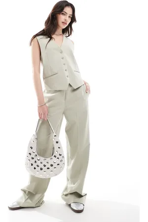 French Connection Angie wide leg pants in pistachio - part of a set