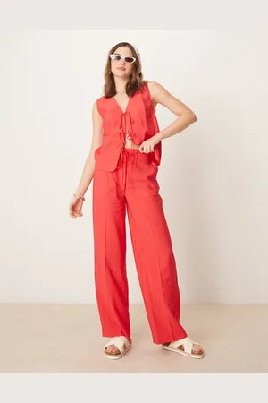 ASOS Tailored straight leg linen look pants in - part of a set